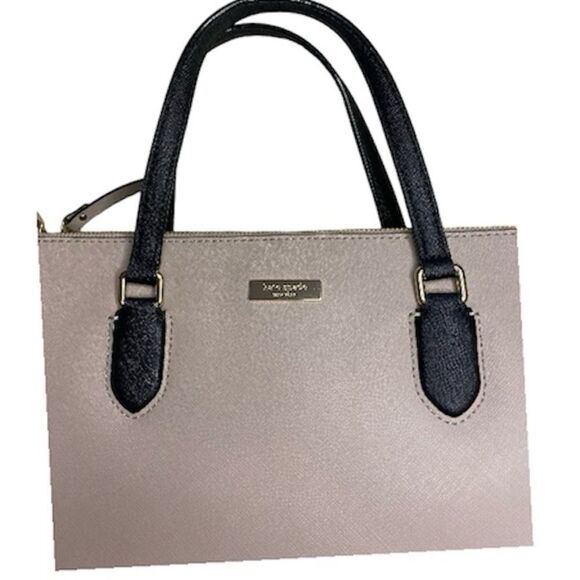 Kate Spade Leighann Saffiano Leather Satchel Almond Black - Picture 12 of 13